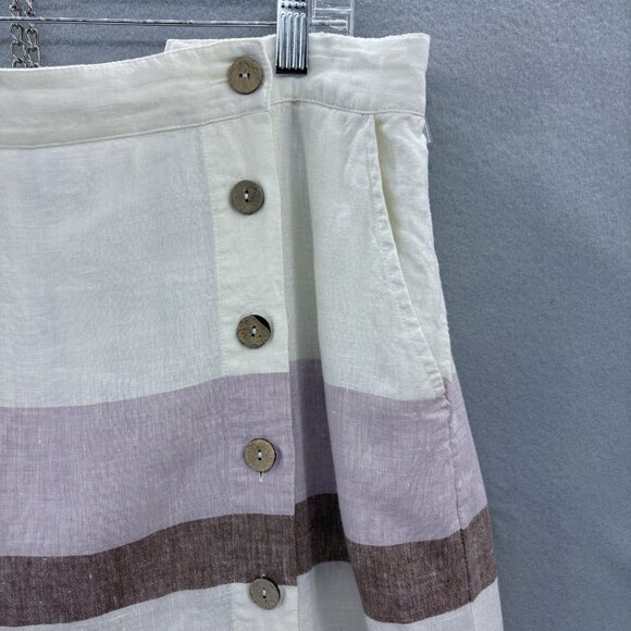 Rachel‎ Zoe Size XL 100% Linen Pastel Striped Button Front Midi Wrap Skirt - Picture 2 of 9